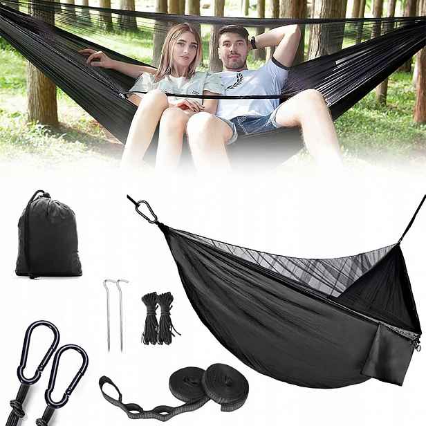 Zahradní Dvoumístná Turistická Houpací Síť S Moskytiérou, Silná, Vázaná Houpačka