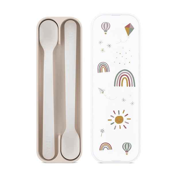 Béžové plastové dětské lžičky v sadě 2 ks Sunshine & Rainbow – Mepal