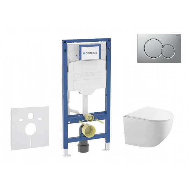 Geberit Duofix - Set předstěnové instalace, klozetu Gaia a sedátka softclose, tlačítko Sigma01, lakovaný matný chrom SANI11CA1129B