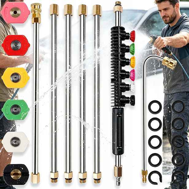 Sada Prodlužovačů Lanka Pro Karcher 2.6 M 6 Trysek Čištění Okapů 4000 Psi