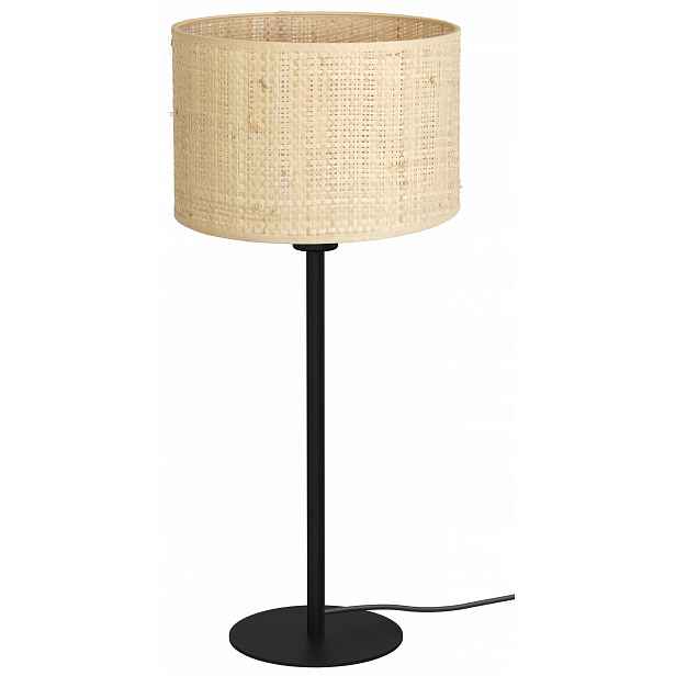 Stolní lampa Rattan černá béžová stínidlo 1xE27 56 cm stolní stojící loft