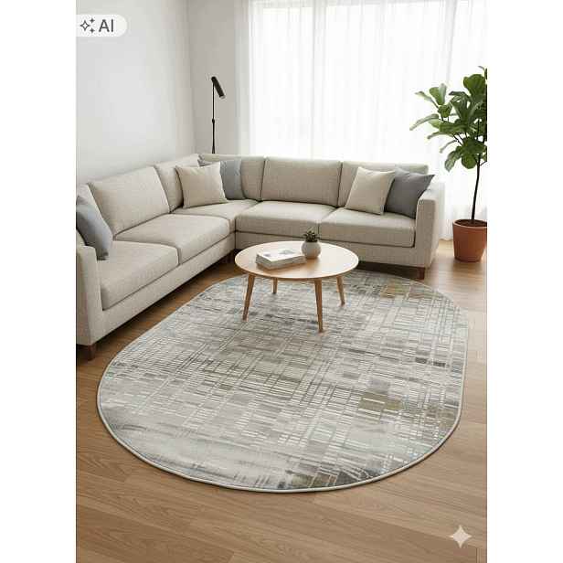 Koberec oválný do obývacího pokoje 240x340 cm, vícebarevný, měkký vlas, plyšový