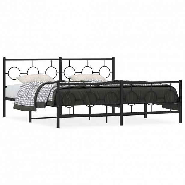 vidaXL Kovový rám postele s hlavovým a nožním čelem černý 183 x 213 cm
