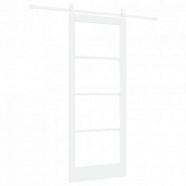 vidaXL Posuvné dveře 83 x 202 cm Masivní borové dřevo a sklo Bílá