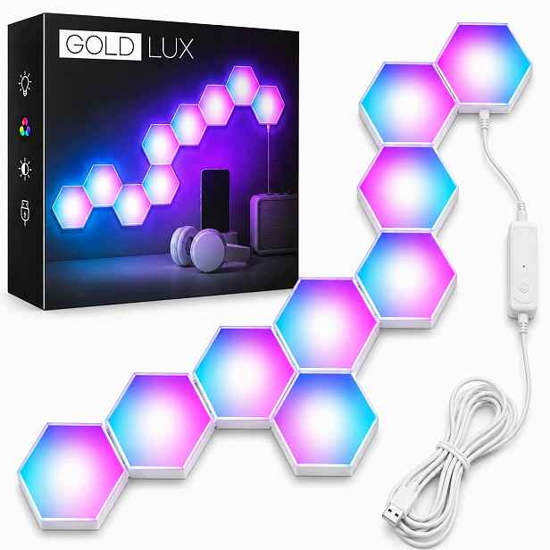 Dekorativní Led lampa Rgbw 9 krychlových Dálkový Ovladač Rf Hexagon Goldlux Hexagon