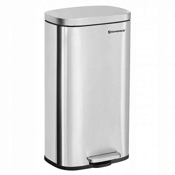 Objemný odpadkový koš do kuchyně, stříbrný, kov, 30 l
