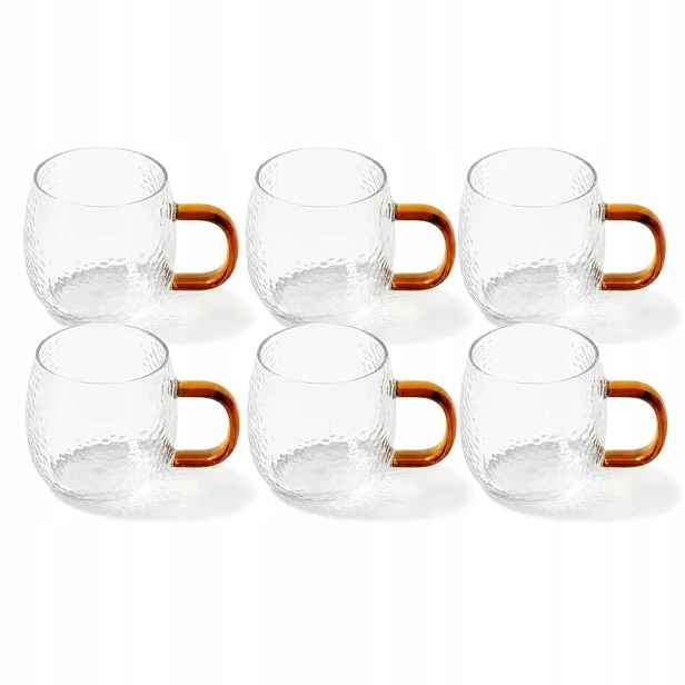 sklenice na latte s uchem 330 ml Sada 6 ks Borosilikátové Jantarové