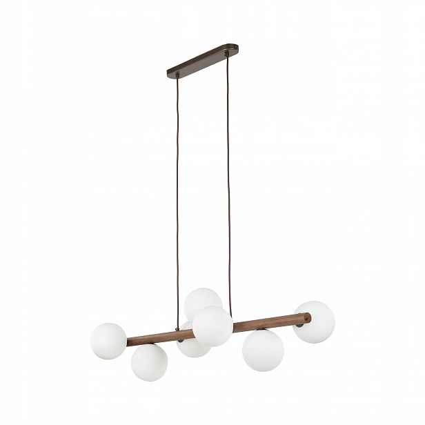 Závěsná lampa Estera Wood ořechové stínidlo bílá 7xG9 Do Jídelny Kuchyně Obývacího Pokoje