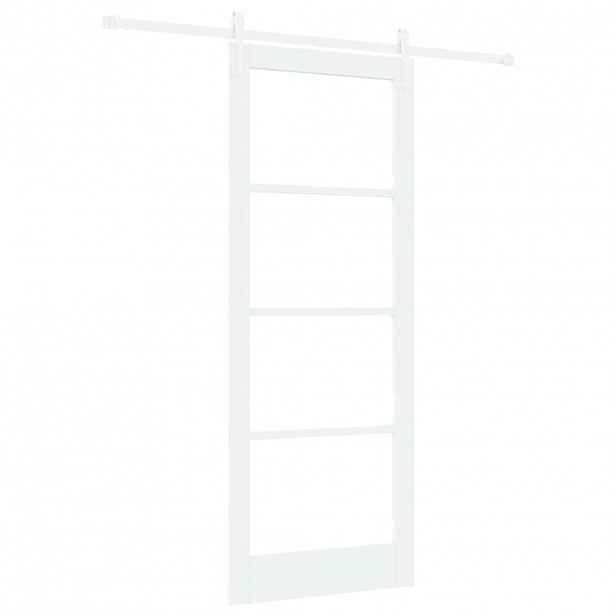 vidaXL Posuvné dveře 83 x 211 cm Masivní borové dřevo a sklo Bílá