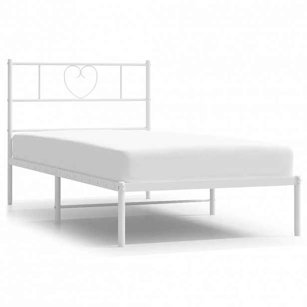 vidaXL Kovový rám postele s čelem bílý 90 x 200 cm