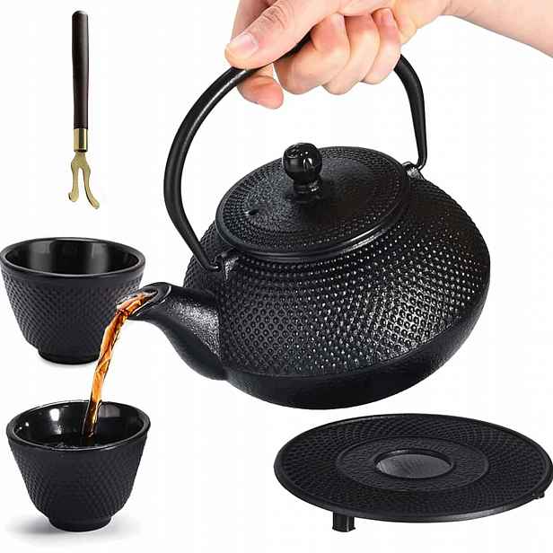 Litinová Sada Džbánků 850ML+2 Šálky Mátová Podložka Na Čaj Kung-fu