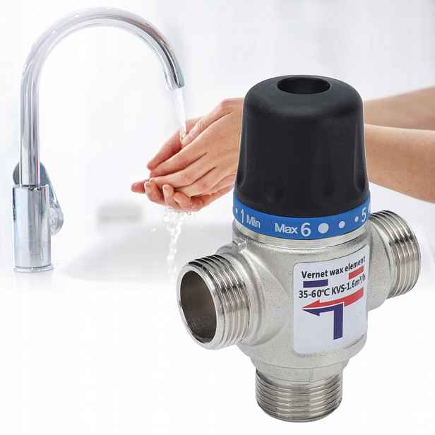 Termostatický Směšovací Ventil Třícestný 3/4" 35-60°C Mosazný Co Cwu
