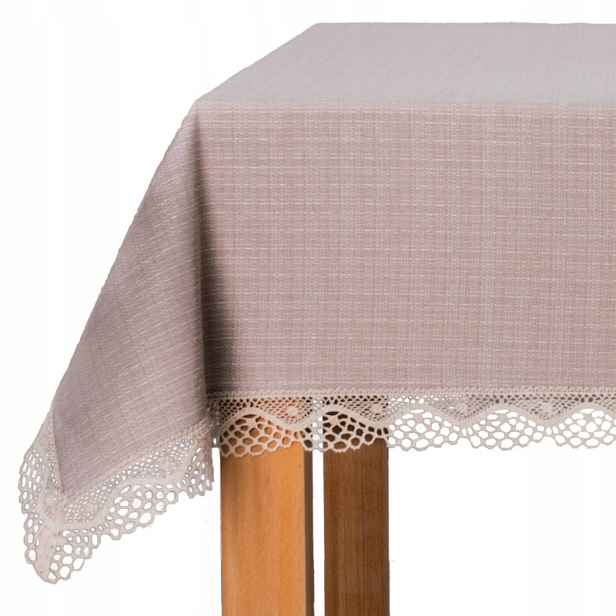 Ubrus s krajkou 5 cm, odolný proti skvrnám, ecru 140x440
