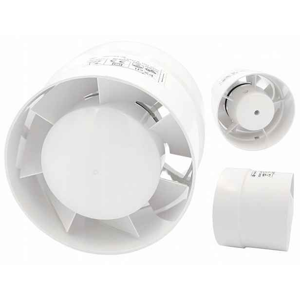 Kanálový axiální ventilátor Vents Fi 125 mm s časovým spínačem 190 m3/h