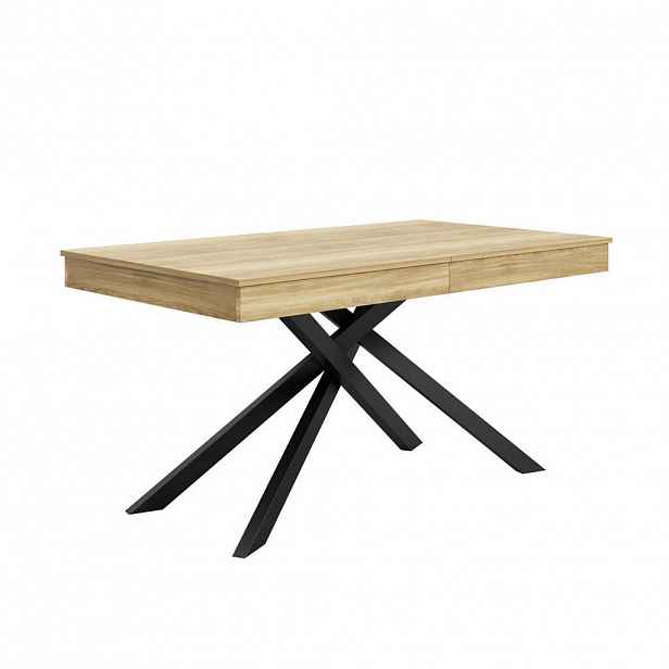 Modfu JÍDELNÍ stůl z MDF 180x80x76 cm dubový rozkládací s extra silnou deskou a křížovou podnoží