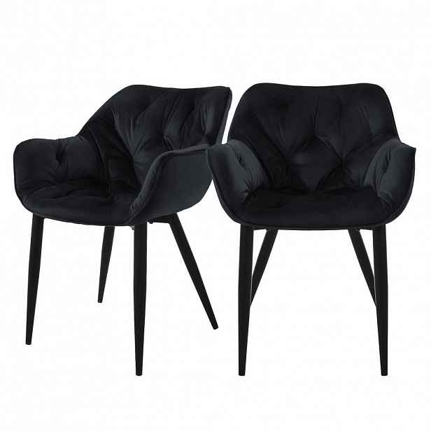 ML-DESIGN JÍDELNÍ ŽIDLE, sada 2 ks, antracitový samet