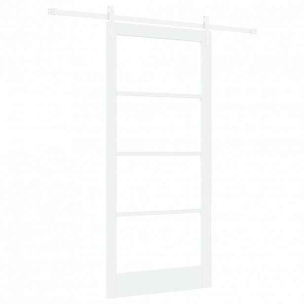 vidaXL Posuvné dveře 93 x 202 cm Masivní borové dřevo a sklo Bílá