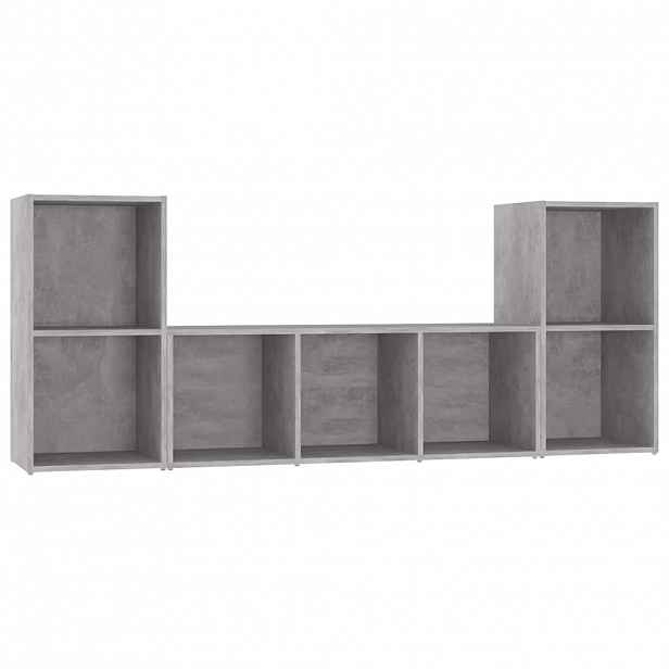 vidaXL 3dílný set TV skříněk betonově šedý dřevotříska