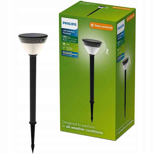 Solární zahradní zapichovací lampa 3.8W 2700K IP44 Snímač pohybu Kyna Philips