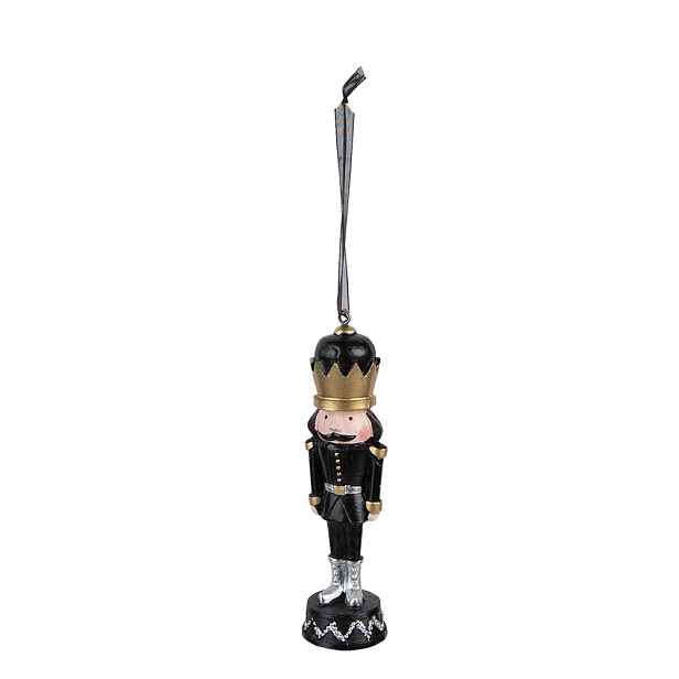 Závěsná dekorace Louskáček v černém obleku - 3*3*12 cm Clayre & Eef