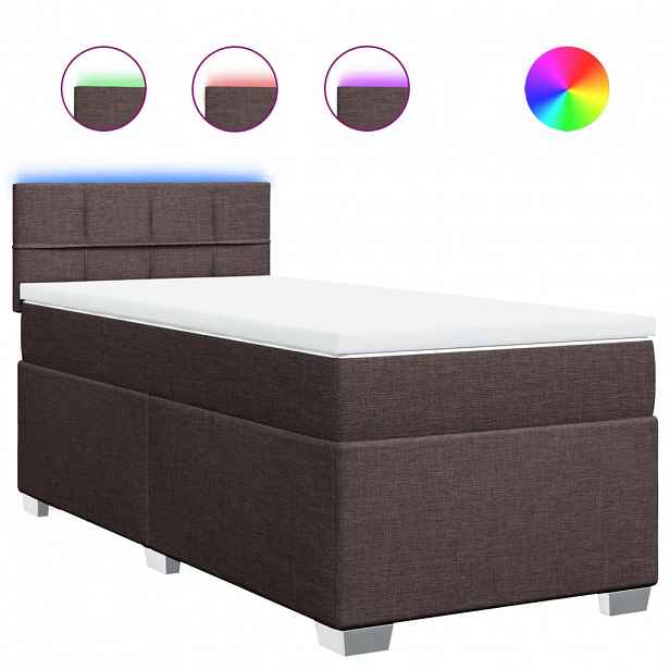 vidaXL Box spring postel s matrací tmavě hnědá 90x200 cm textil
