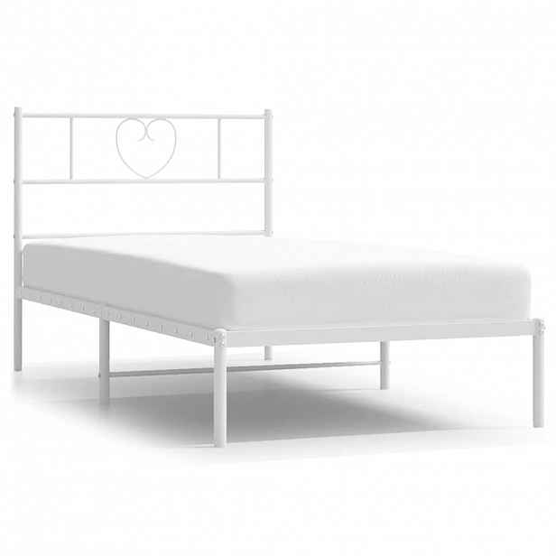 vidaXL Kovový rám postele s čelem bílý 107 x 203 cm