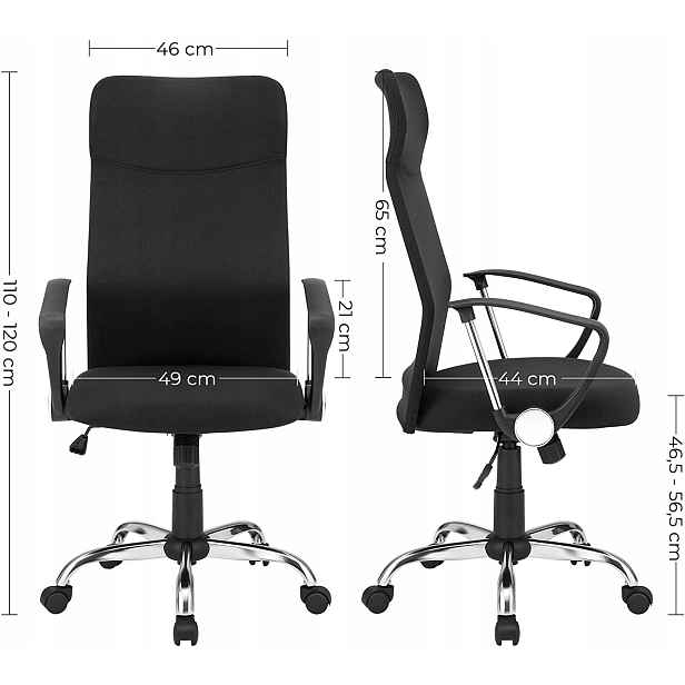 Kancelářská židle ergonomická otočná černá odolná, pevná
