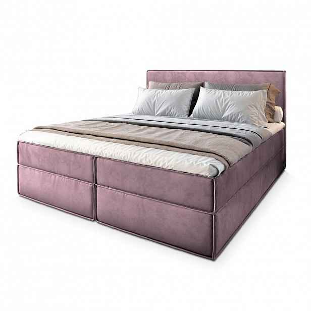 MASSENO AMERICKÁ POSTEL PELLIO 140x200 cm, s matrací a úložným prostorem, šeříková