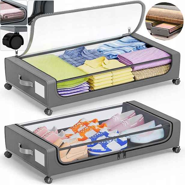 Pouzdro Taška Organizér Kontejner Pod Postel Na Oblečení Povlečení S Kolečkem