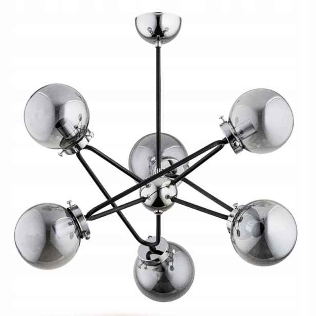 Stropní svítidlo loft chrom skleněná kouřová stínidla do obývacího pokoje ložnice Alfa