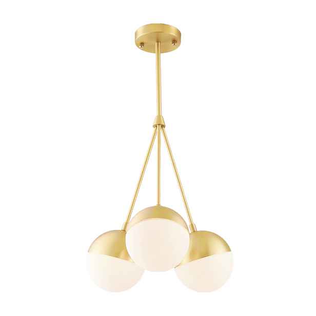 Závěsná Lampa Skleněná Koule Mléčná Zlatá Bílá E27