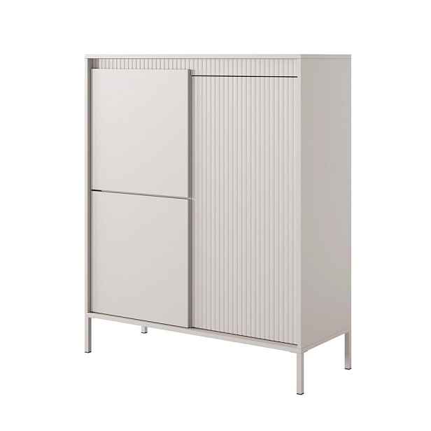 MASSENO VYSOKÁ KOMODA SENSATO, 104/123/40 cm se 3 dvířky, béžová