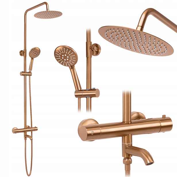 Rea Sprchový A Vanový Set Lungo Měď Matná Termostatická Baterie