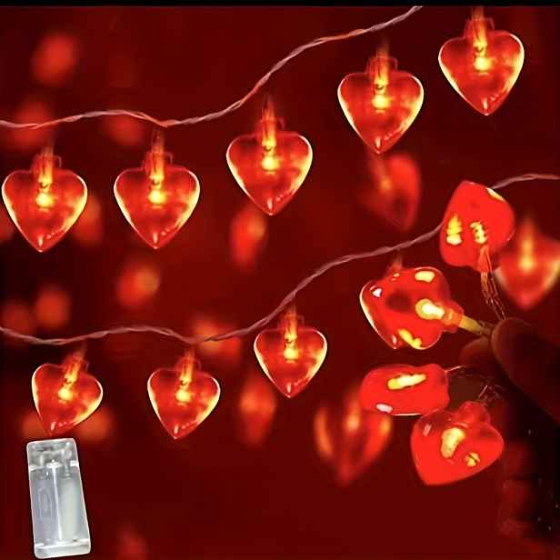 TEMU 1 2 ks LED srdíčkových řetězových světel na baterie (včetně baterií), vhodné pro svatby, vyznání lásky, dekorace na Valentýna, svatební dekorace