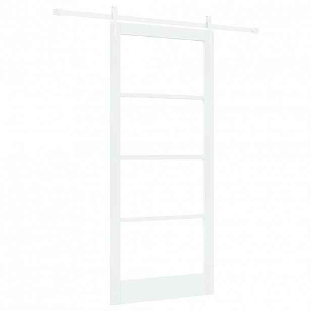 vidaXL Posuvné dveře 93 x 211 cm Masivní borové dřevo a sklo Bílá