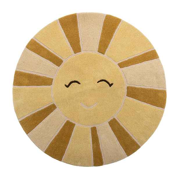 Béžový/jantarový vlněný dětský koberec ø110 cm Sun – Bloomingville Mini