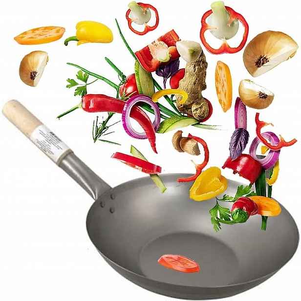 Čínská pánev Wok Ocel Průměr 15 palců 38 Cm Ploché Dno H&s