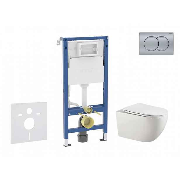 Geberit Duofix - Set předstěnové instalace, klozetu Gaia a sedátka softclose, tlačítko Delta01, matný chrom SANI11CA1137B