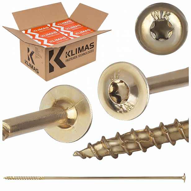 Tesařské vruty Torx 8x400 mm 400 ks talířové na dřevo Klimas Wkcp
