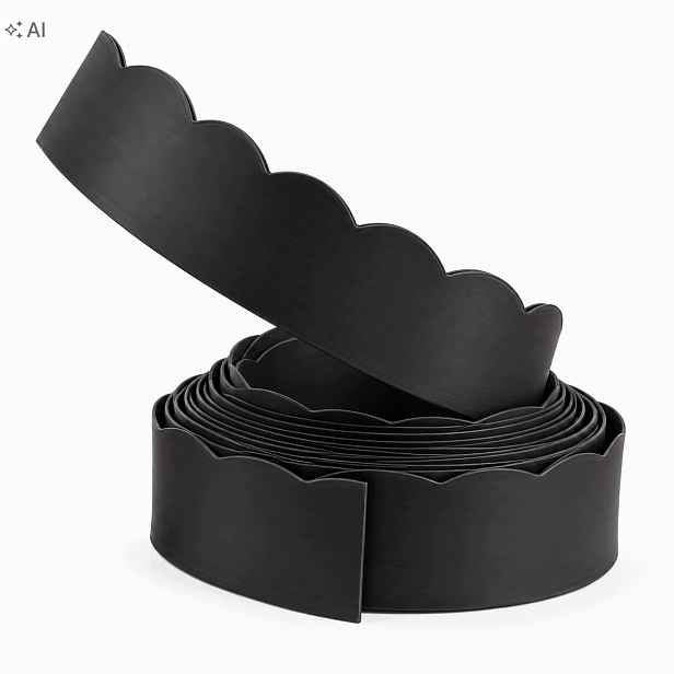 Zahradní lem trávníku vlna plast 9 Cm černý 20 kotvících kolíků
