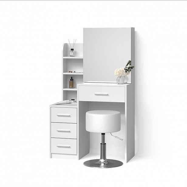 Livinity® TOALETNÍ STOLEK Loreta Bílá 80 cm s taburetem