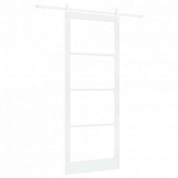 vidaXL Posuvné dveře 93 x 232 cm Masivní borové dřevo a sklo Bílá