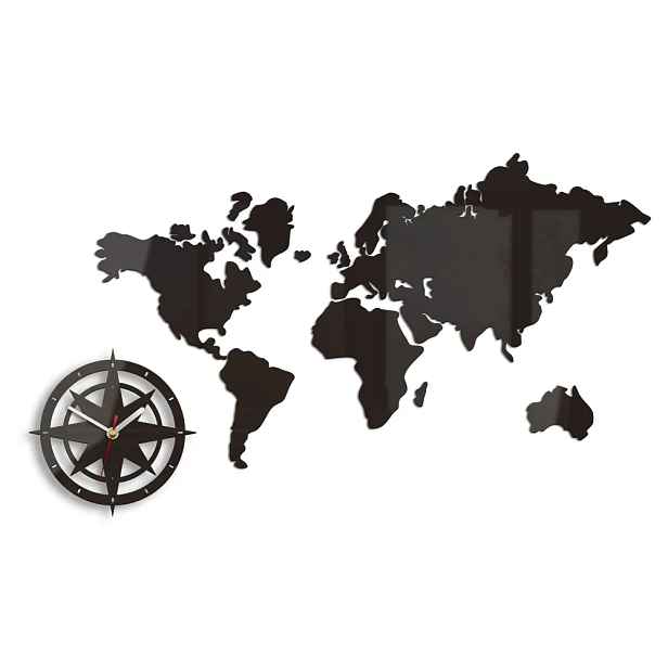 ModernClock 3D nalepovací hodiny World wenge