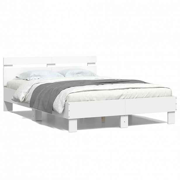 vidaXL Rám postele s čelem bílý 120 x 190 cm kompozitní dřevo