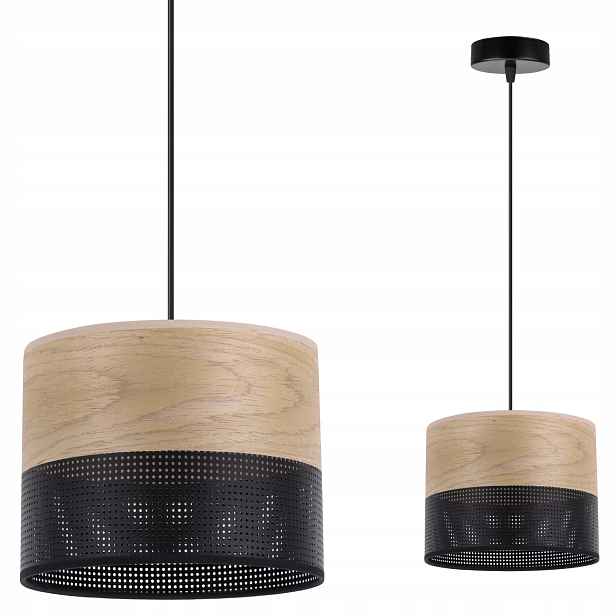 Závěsné Stropní Svítidlo Lustr Jednoduchý Loft Dubová Dýha Zlatá 20 CM