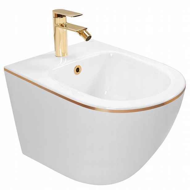 Rea Bidet Carlo Mini Bílý Se Zlatým Lemem