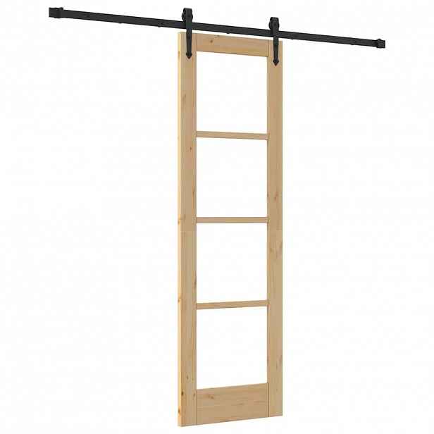 vidaXL Posuvné dveře 61 x 198,5 cm Masivní borové dřevo a sklo