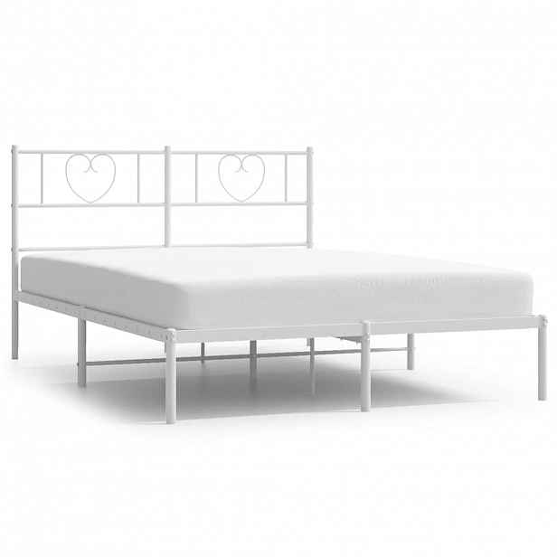 vidaXL Kovový rám postele s čelem bílý 150 x 200 cm