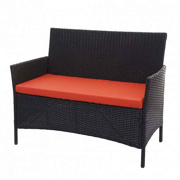 MCW POLY-RATTAN ZAHRADNÍ LAVICE Černá, oranžová