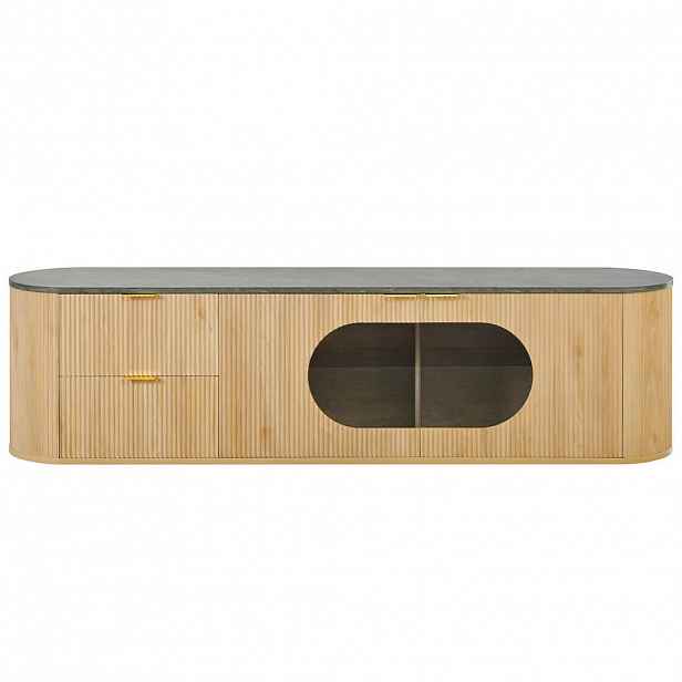 Urban Meuble TV STOLEK vzhled dřeva a sklo moderní 172 cm design